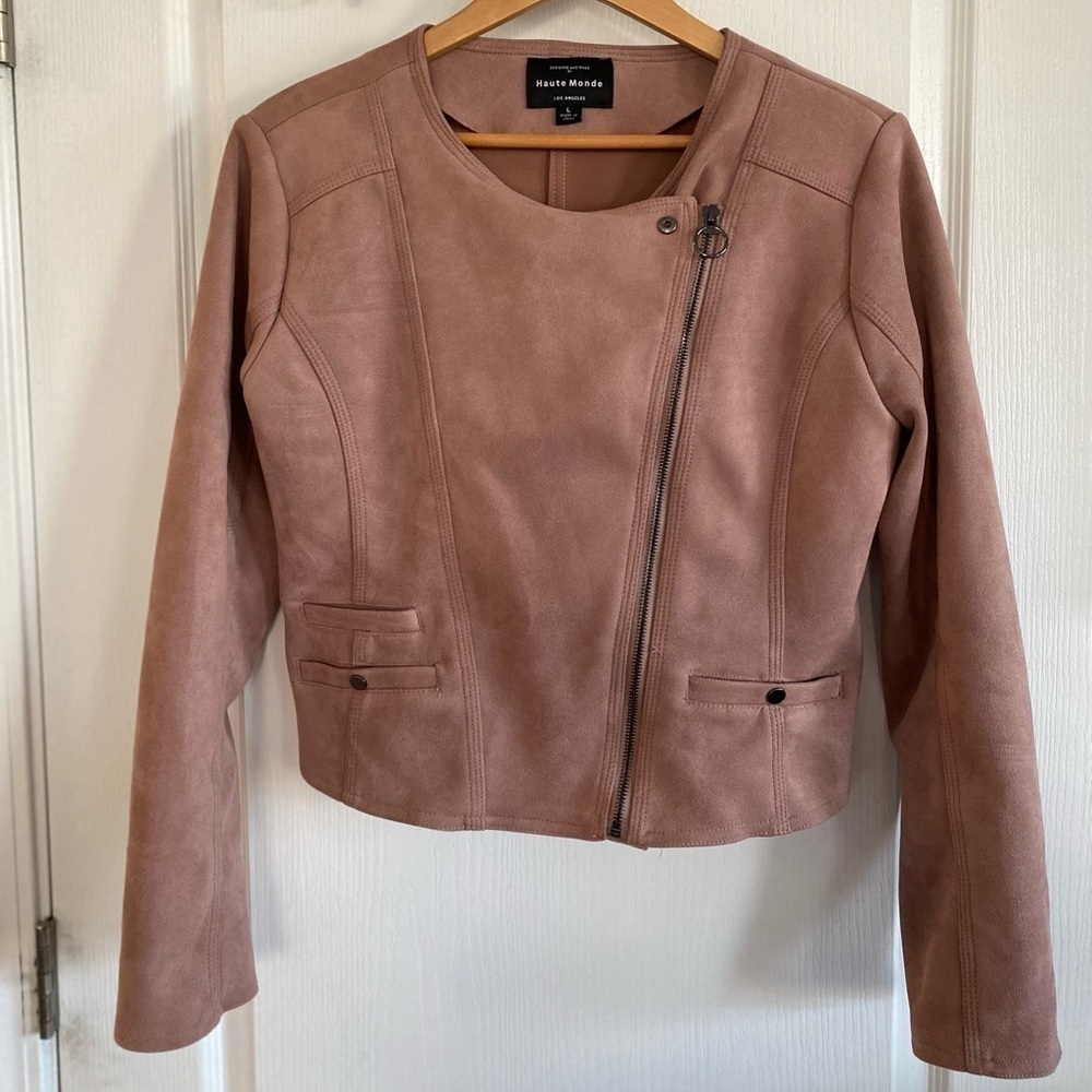 Haute Monde Los Angeles Maude pink suede moto jacket Large